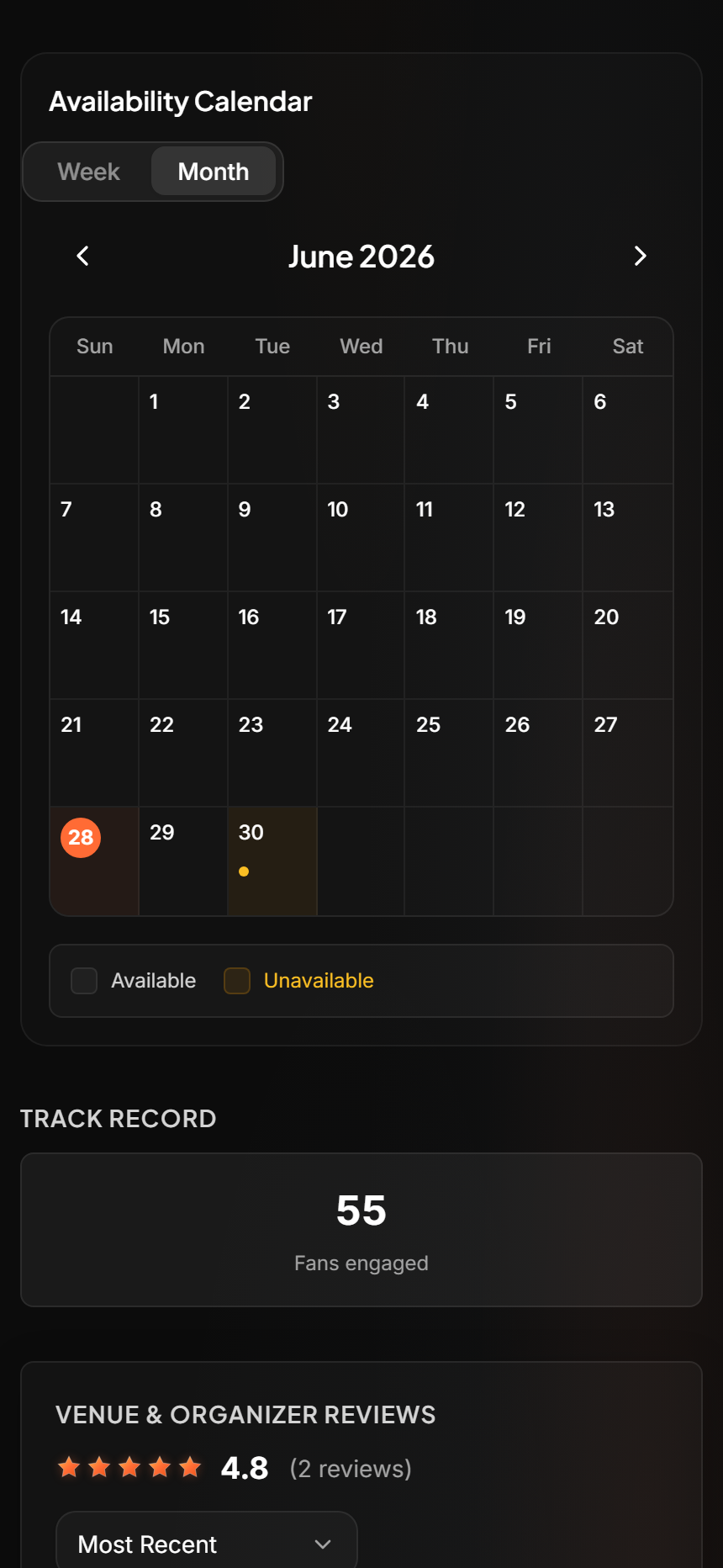 Availability Calendar
